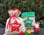 St. Nicholas Christmas bag is Utensilio personalized, with star pendants