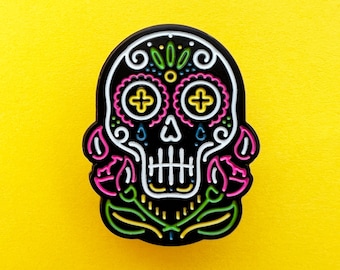 Sugar Skull enamel pin badge, celebrate the day of the dead....