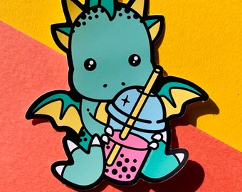 Boba tea dragon, vinyl laptop stickers, a great gift for boba buddy!!!