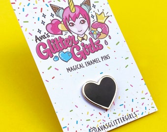 Insignia de esmalte duro con forma de corazón de amor negro, un gran regalo para demostrarle amas a alguien...