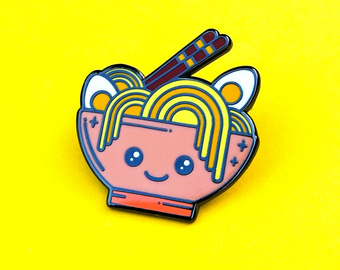Meet Ramen our cute Pink Noodle Bowl Hard enamel pin badge, A great gift for Wagamama lovers....
