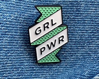 GRL PWR enamel pin badge in Mint green, a great gift for those strong females...