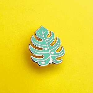 Pastel Green Monstera Leaf hard enamel pin badge, for all those cheese plant lovers....