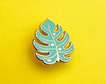Pastel Green Monstera Leaf hard enamel pin badge, for all those cheese plant lovers....
