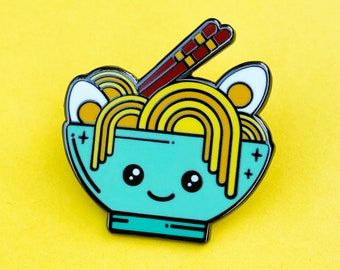 Meet Ramen our cute Green Noodle Bowl Hard enamel pin badge, A great gift for Wagamama lovers....