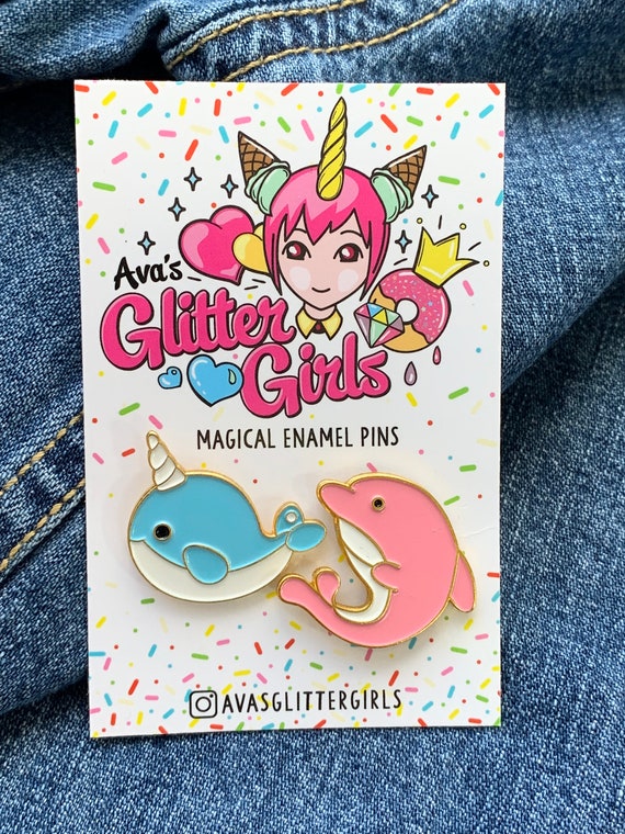 On Our Branded Card. Narwhal Enamel pin badge