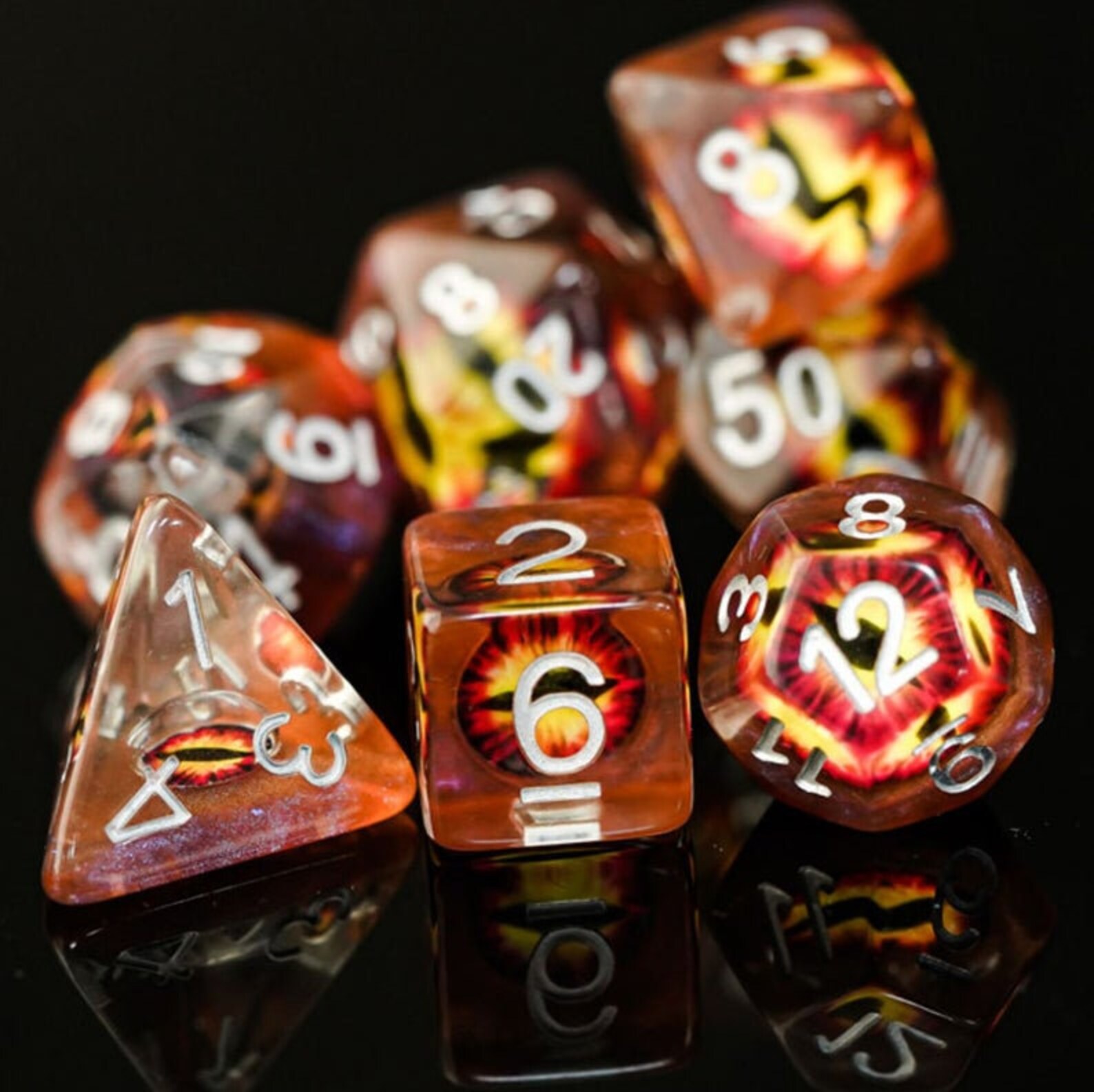 Demon Eye DnD Dice Set custom dice 7 piece translucent set Etsy