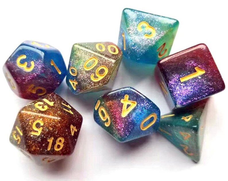 Galaxy DnD Dice Set custom dice 7 piece translucent set RPG Etsy