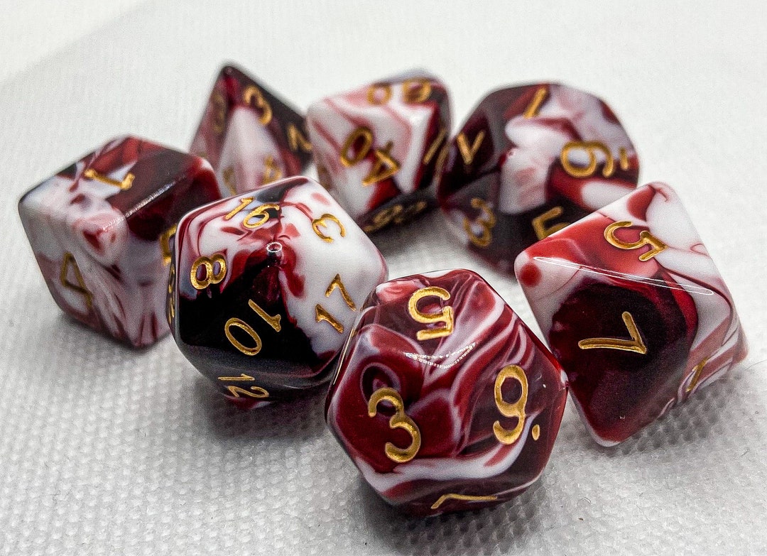 Vampire Blood Dice Set Custom Dice 7 Piece Translucent Set RPG D&D