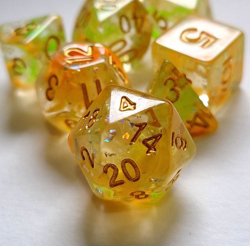 Acid Arrow Dice Set custom dice 7 piece translucent set RPG Etsy