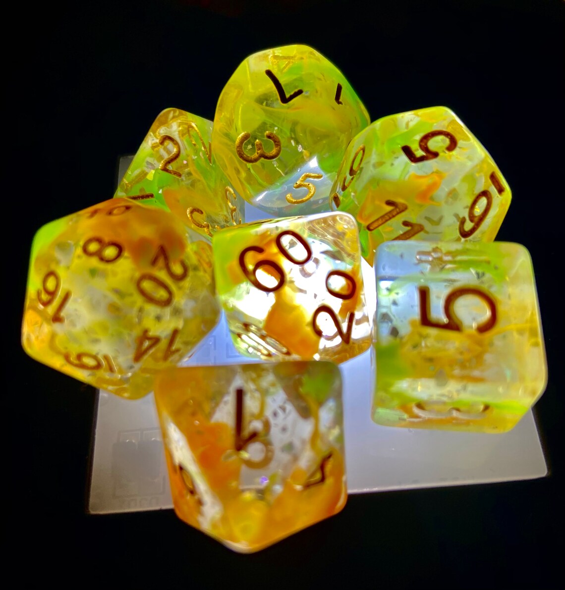 Acid Arrow Dice Set custom dice 7 piece translucent set RPG Etsy