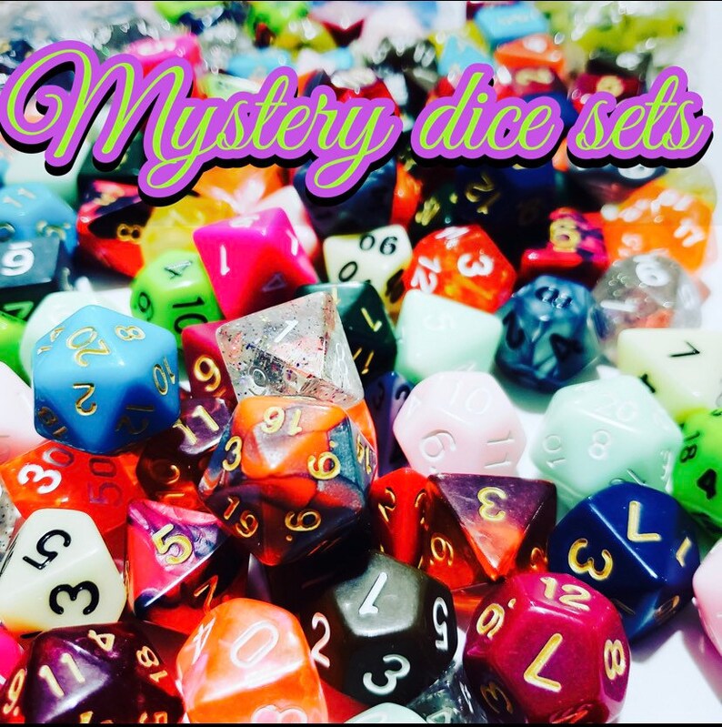 Mystery Blind Bag of D&D Dice 7 Piece Matching Polyhedral Sets for Dungeons and Dragons, Pathfinder, Tabletop RPGs. Canada dnd crit 