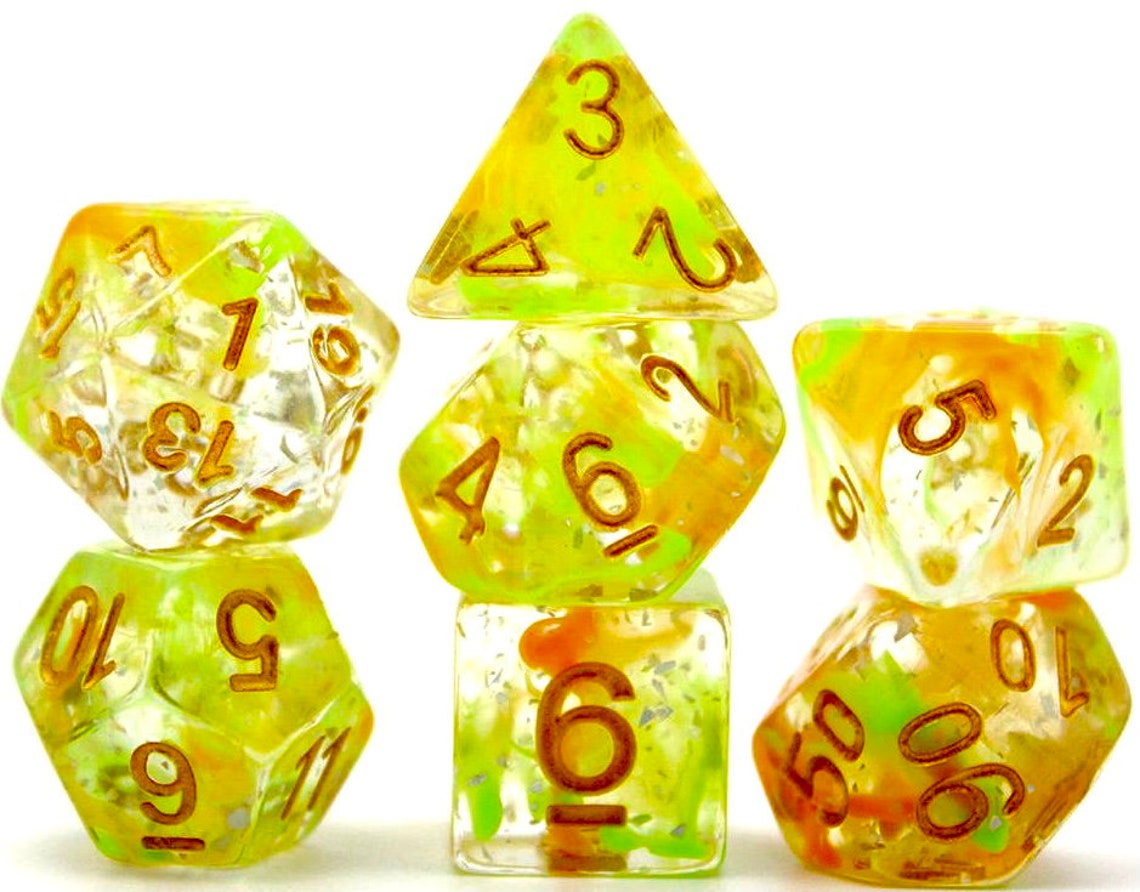 Acid Arrow Dice Set custom dice 7 piece translucent set RPG Etsy