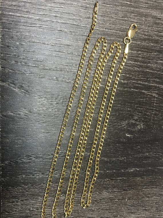 14K Solid Yellow Gold Cuban 2.00MM Link Chain Necklace 22