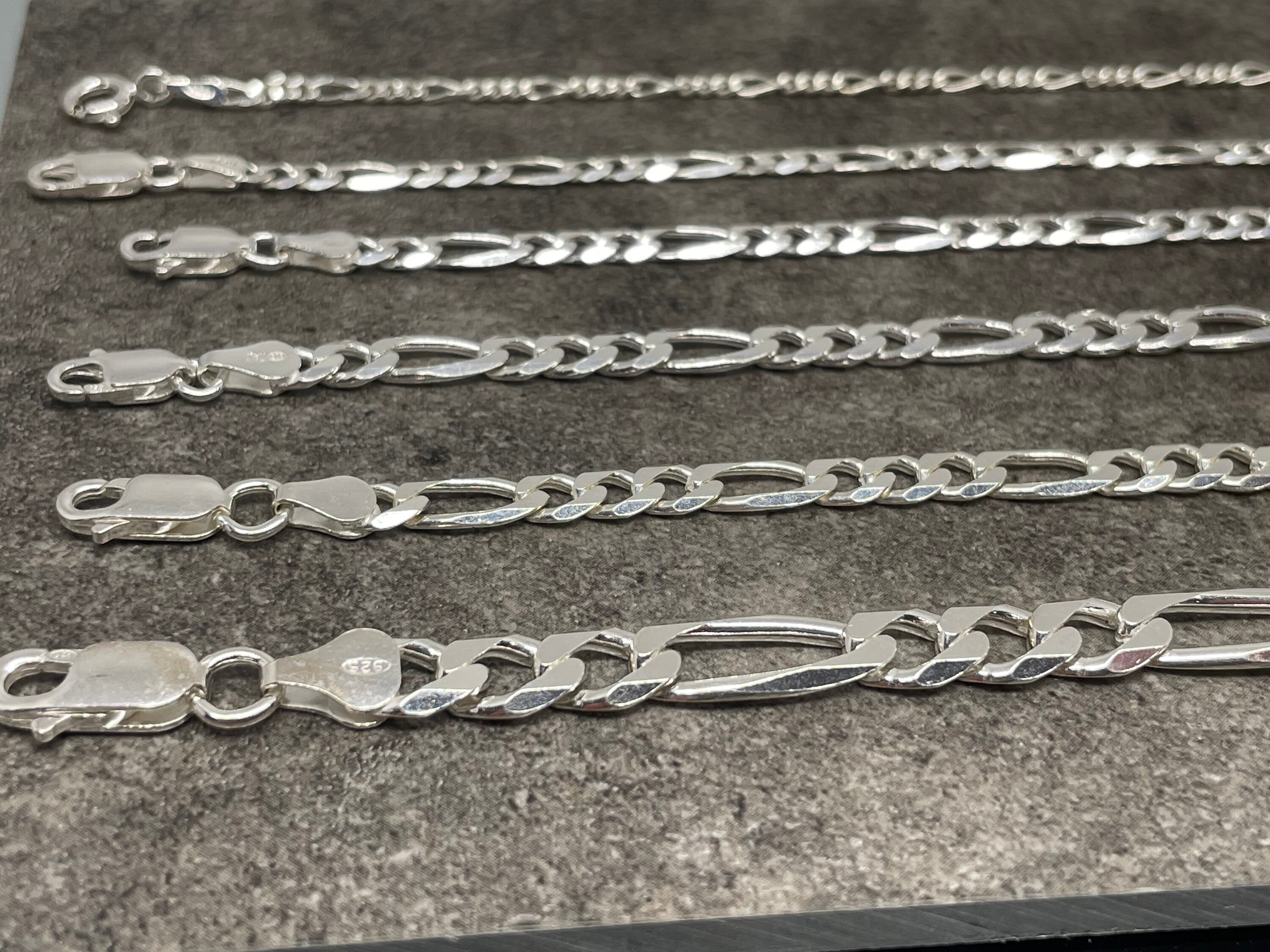thumbnail image 2 of 925 Sterling Silver Figaro Necklace Chain – 1mm To 13mm, 16-30 Inches – Made In Italy 2 of 6
