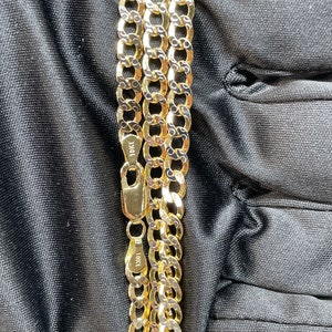 10K Solid Yellow Gold Diamond Cut Cuban Link Chain Necklace, 5mm 16"-24", Thick Link Chain, Real Gold Chain, Pave Cuban Chain