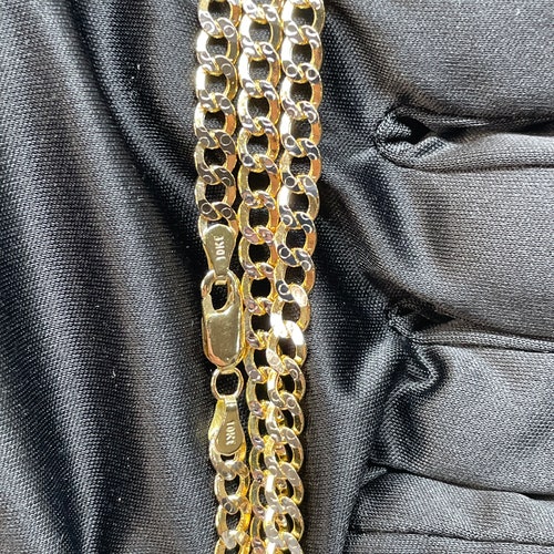 10K Solid Yellow Gold Diamond Cut Cuban 