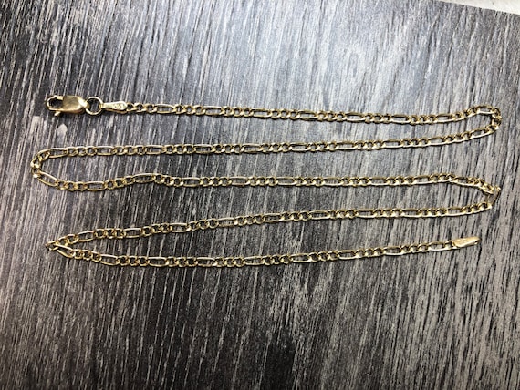 Solid 10K Yellow Gold Figaro Chain Necklace, 18