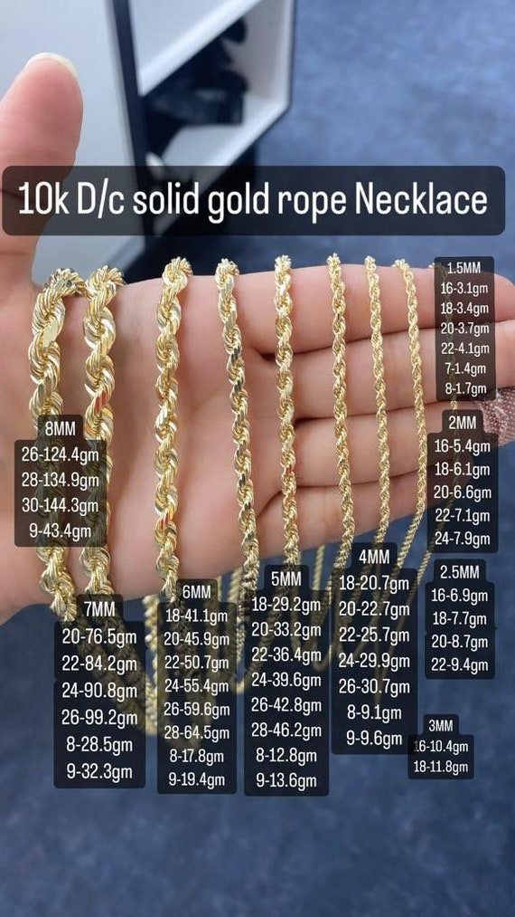 Real 14K Yellow Gold Rope Chain Necklace 2.5mm 3mm 4mm 5mm 18-26 inch Men Women 5 mm / 18 inch