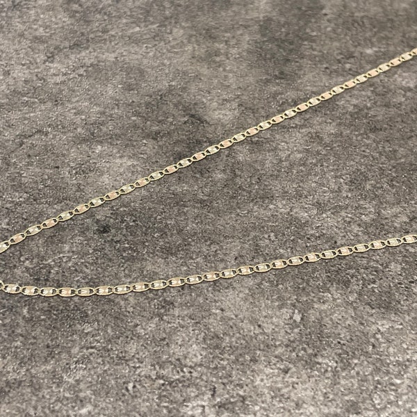 14K Solid Yellow White Rose Gold Valentino Necklace Chain 2mm 16-22" - Tri Color Link