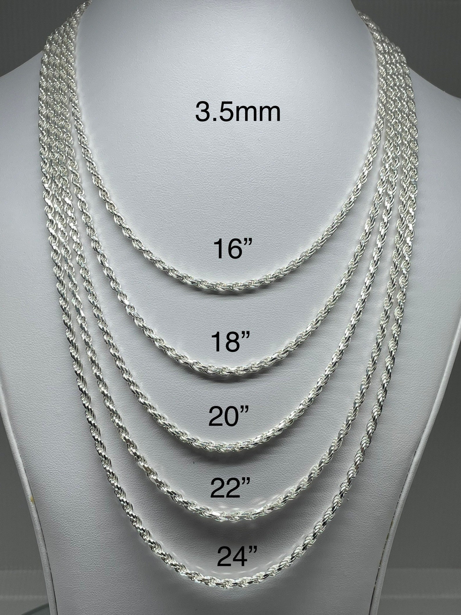 925 Sterling Silver Rope Chain Necklace Made in Italy 1mm | Etsy