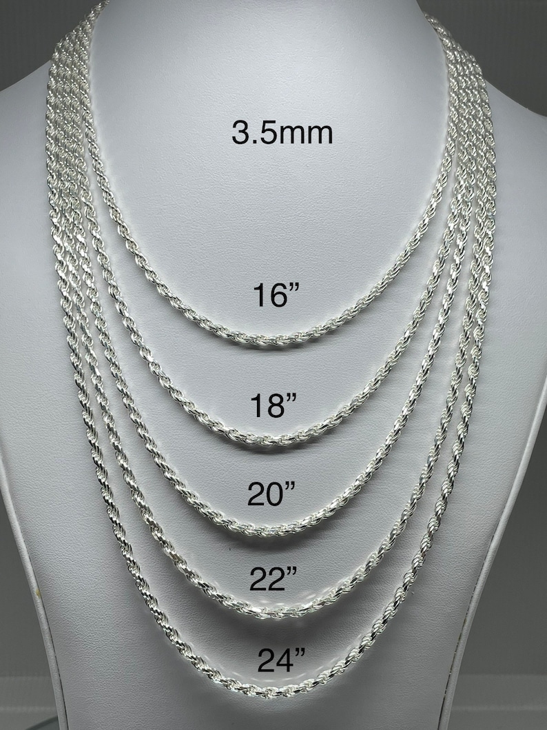 925 Sterling Silver Rope Chain Necklace Made in Italy 1mm - Etsy