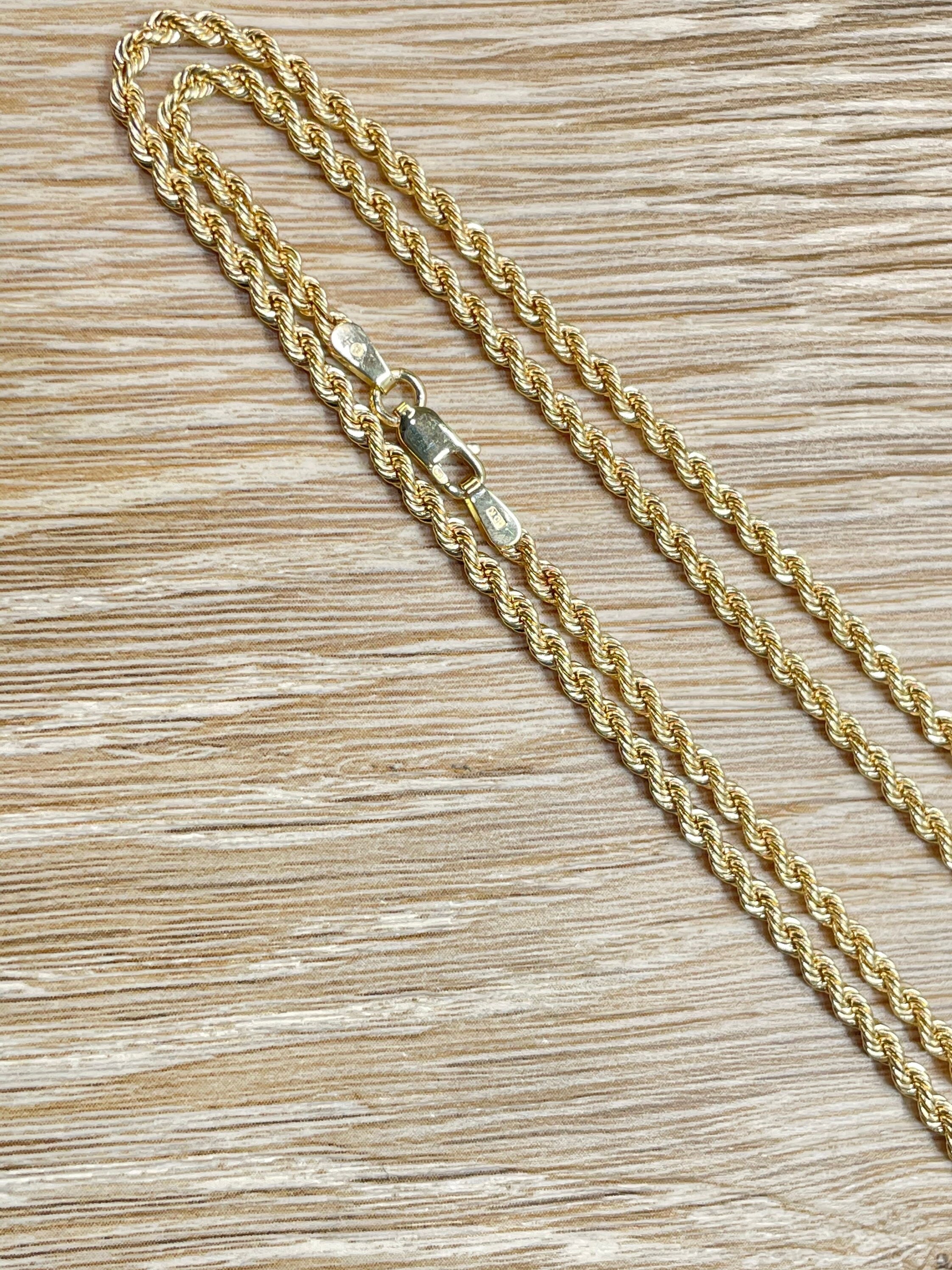 10K Gelbgold 5mm Diamantschliff Hohl Seil Gliederkette Halskette