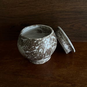Handmade Raku Ceramic Pot Lidded Jar Leaven Pottery Textured Artisan Clay Vessel Rustic Home Decor Trinket Storage Jar One Of A Kind