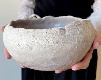 Handmade Ceramic Wabi Sabi Bowl Rustic Beige Organic Decor Decorative Bowl Sculptural Centrepiece