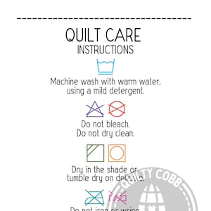 QUILT GIFT Printable Quilt Care Instructions Instant Digital - Etsy