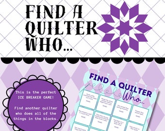 QUILT GAME, Instant Digital Download, Printable Game for Retreats, Groups, Quilty Cobb