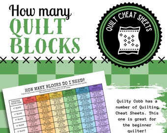 QUILT REFERENTIEGIDS, Hoeveel blokken heb ik nodig, Cheat Sheet, Instant Digitale Download, Afdrukbaar, Quilty Cobb