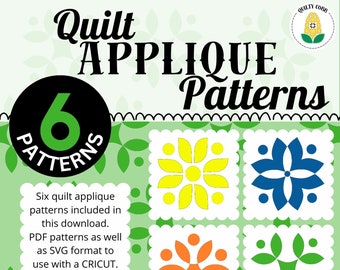 Quilt Applique Pattern Bundle: Six Designs, SVG, PDF (Digital Download)