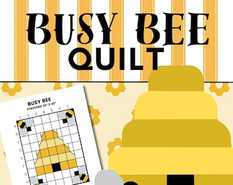 QUILT PATROON, Bee Quilt, Eenvoudig beginnersquiltpatroon, Digitale download, Afdrukbaar patroon, Quilty Cobb