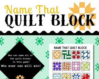 QUILT SPEL, noem dat quiltblok, instant digitale download, afdrukbaar, spel voor retraites & gilden, Quilty Cobb