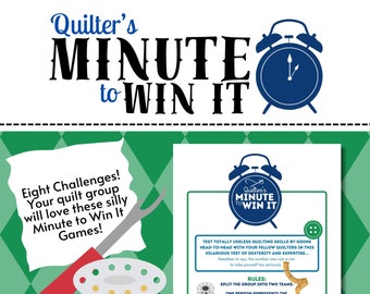 QUILT GAME, Minute To Win It, Instant Digital Download, Printable Game, Quilty Cobb