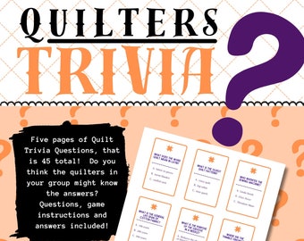 QUILT GAME, Quilters Trivia, Instant Digital Download, Printable Trivia Game, Quilty Cobb