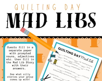 QUILT GAME, Mad Lib, Instant Digital Download, Printable Game, Quilty Cobb