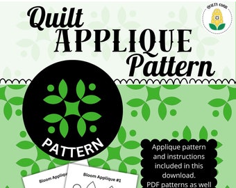 Quilt Applique Pattern: Bloom Design (SVG, PDF)