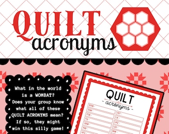 QUILT GAME, Quilt Acronyms, Instant Digital Download, Printable Game, Quilty Cobb