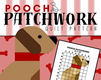 QUILT PATTERN, Pooch Patchwork, Dog Quilt, Throw Size Quilt Pattern, Super Simple, Digital Download, Printable Pattern, Quilty Cobb