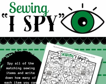 SEWING GAMES, Sewing I Spy, Instant Digital Download, Printable Game, Quilty Cobb