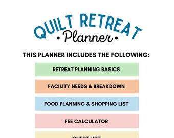 Quilt Retreat Planer, 12-seitiger Planer, inklusive digitaler Download
