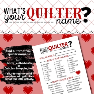 QUILT GAME, Quilt Name Activity, Games for Retreats and Guilds, Instant Digital Download, Printable Game, Quilty Quote
