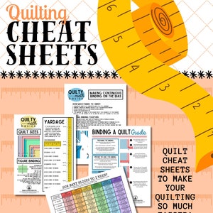 QUILT CHEAT SHEETS, Instant Download, Printable, Quilt Planner, Quilty Cobb