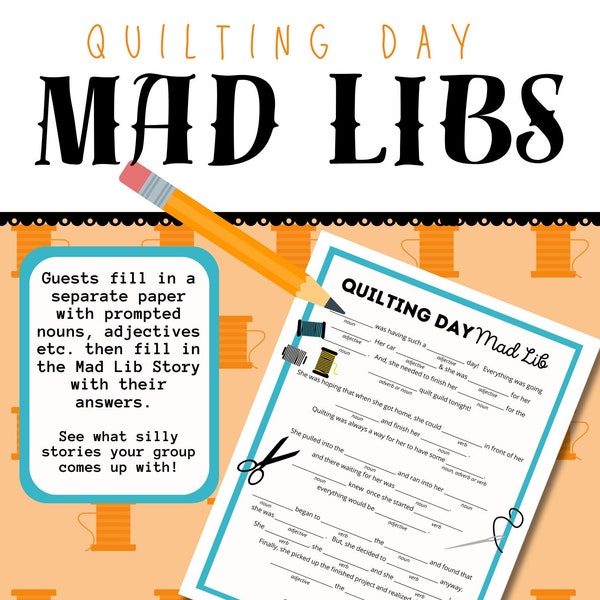 QUILT GAME, Mad Lib, Instant Digital Download, Printable Game, Quilty Cobb