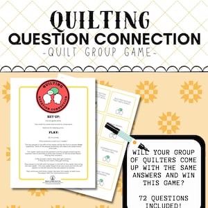 QUILT GAME, Quilting Question Connection, Instant Digital Download, Printable Game, Quilty Cobb