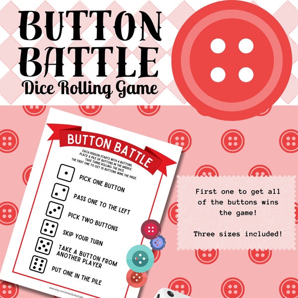 QUILT GAME, Button Battle, Instant Digital Download, Printable Game, Quilty Cobb