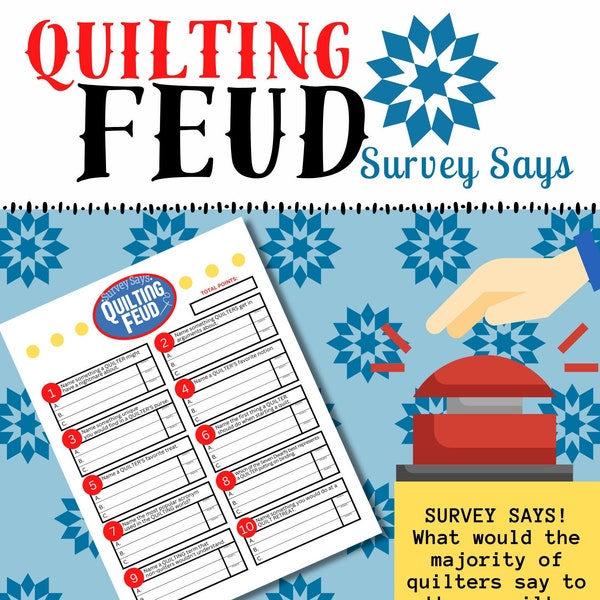 QUILT GAME, Quilting Feud, Instant Digital Download, Printable Game, Quilty Cobb