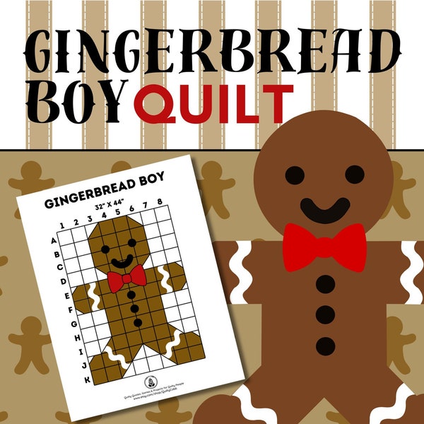 QUILT PATTERN, Gingerbread Man, Boy, Throw Size Quilt Pattern, Super Simple, Digital Download, Printable Pattern, Quilty Cobb